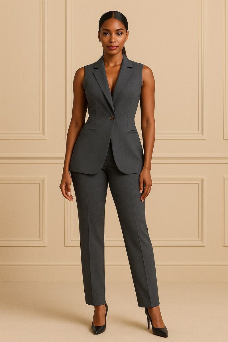 Grey Sleeveless Suit