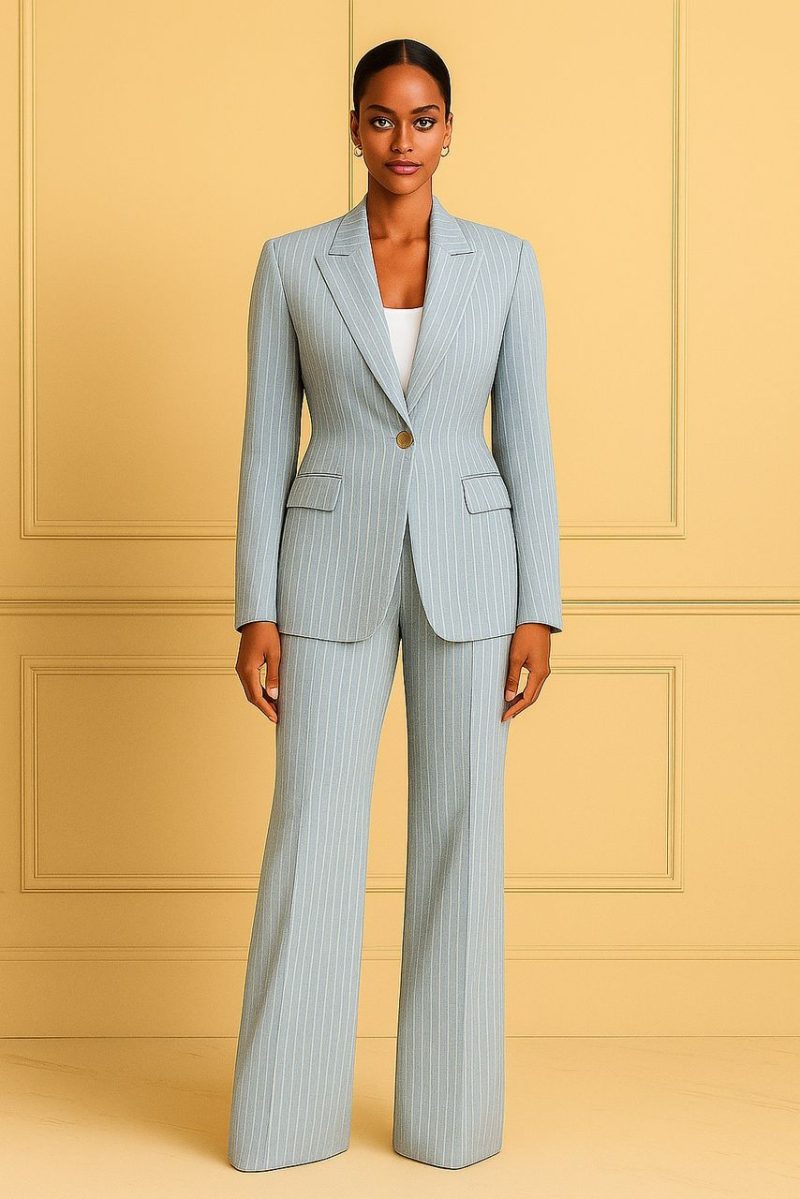 Light Blue Pinstriped Suit