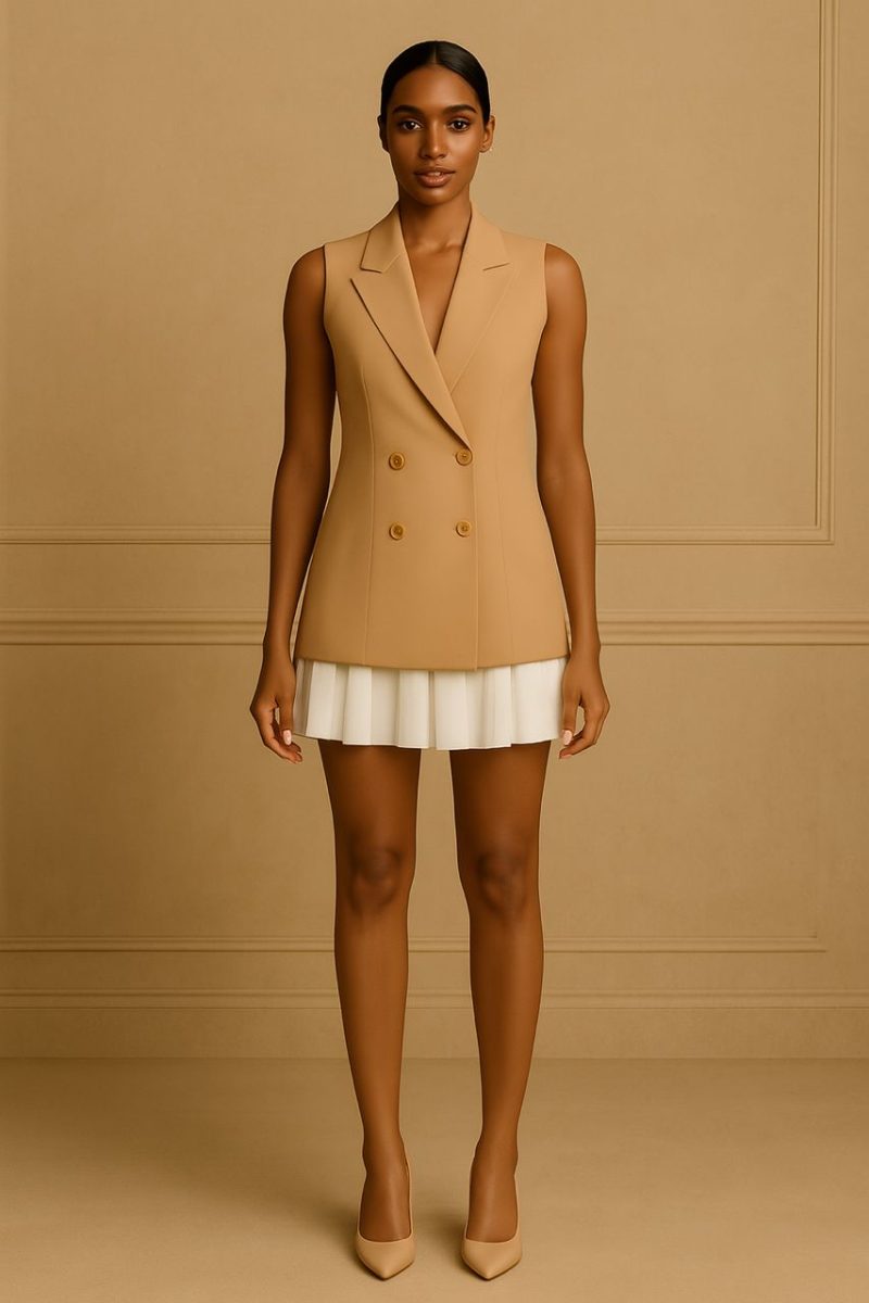 Nude Sleeveless Blazer