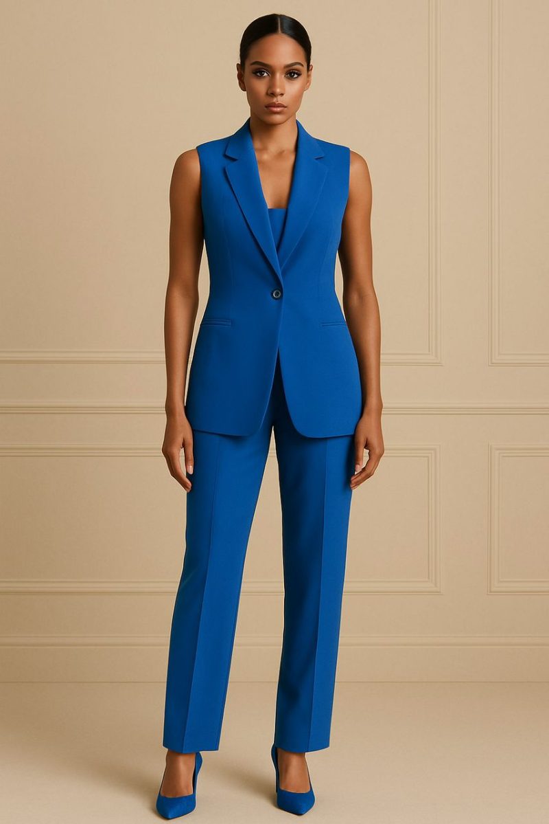 Blue Sleeveless Suit