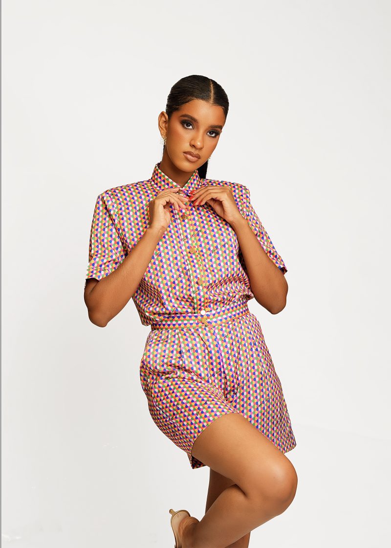 Ifunanya Shorts Set (Multicolored Polka Dot Print) - Image 3