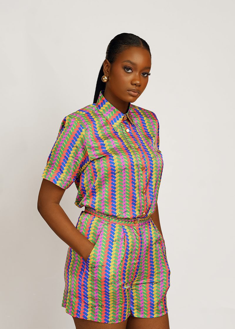 Ifunanya Shorts Set (Multicolored Interwoven Print) - Image 2