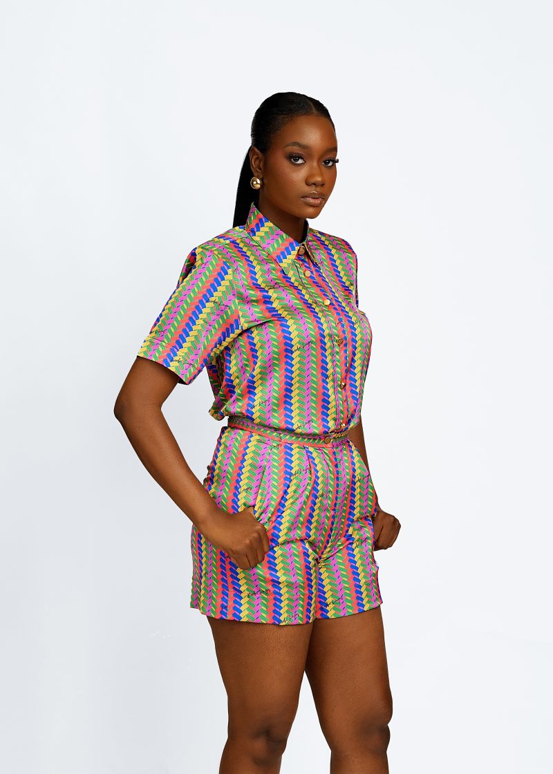 Ifunanya Shorts Set (Multicolored Interwoven Print)