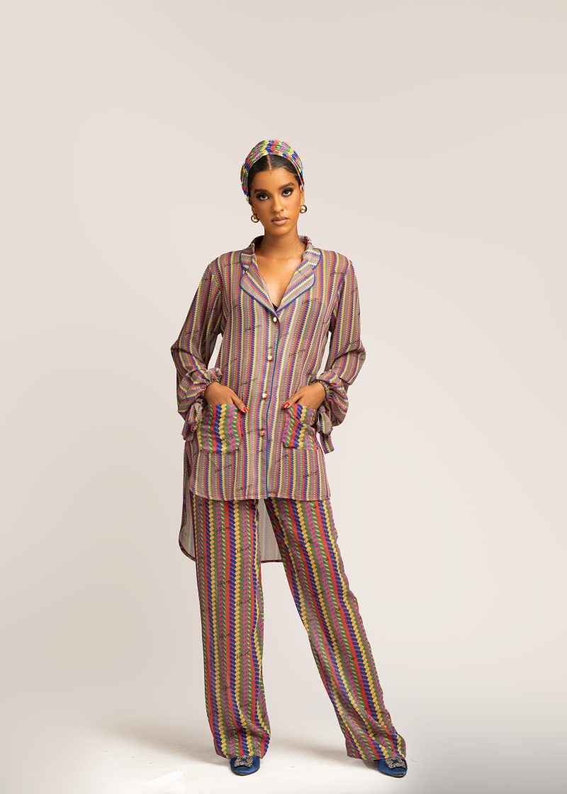 Simi PJ Set (Multicolored Interwoven Print) - Image 5