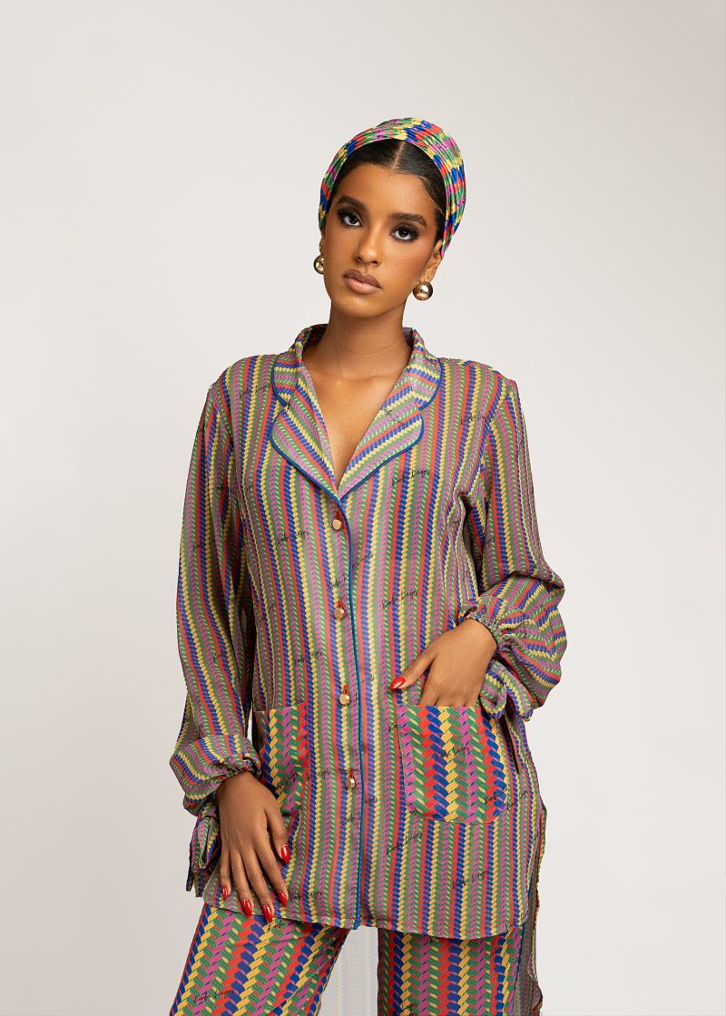 Simi PJ Set (Multicolored Interwoven Print) - Image 3