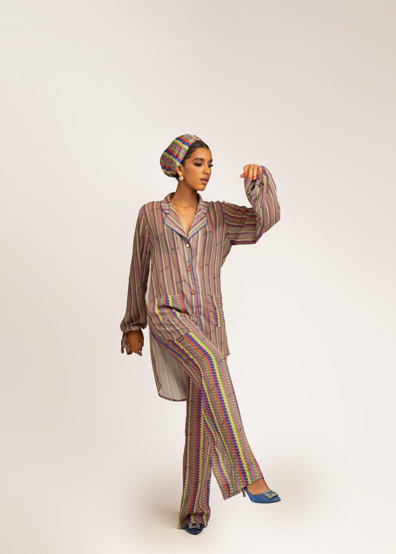 Simi PJ Set (Multicolored Interwoven Print) - Image 2