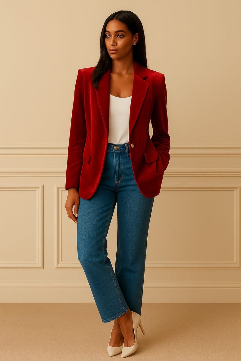 Wine Velvet Blazer