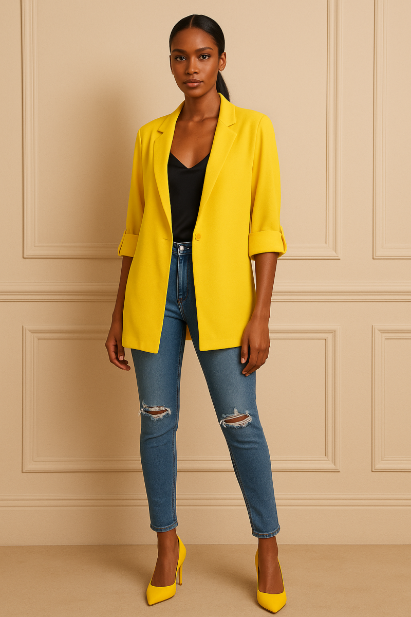 Yellow Turn-Up Blazer