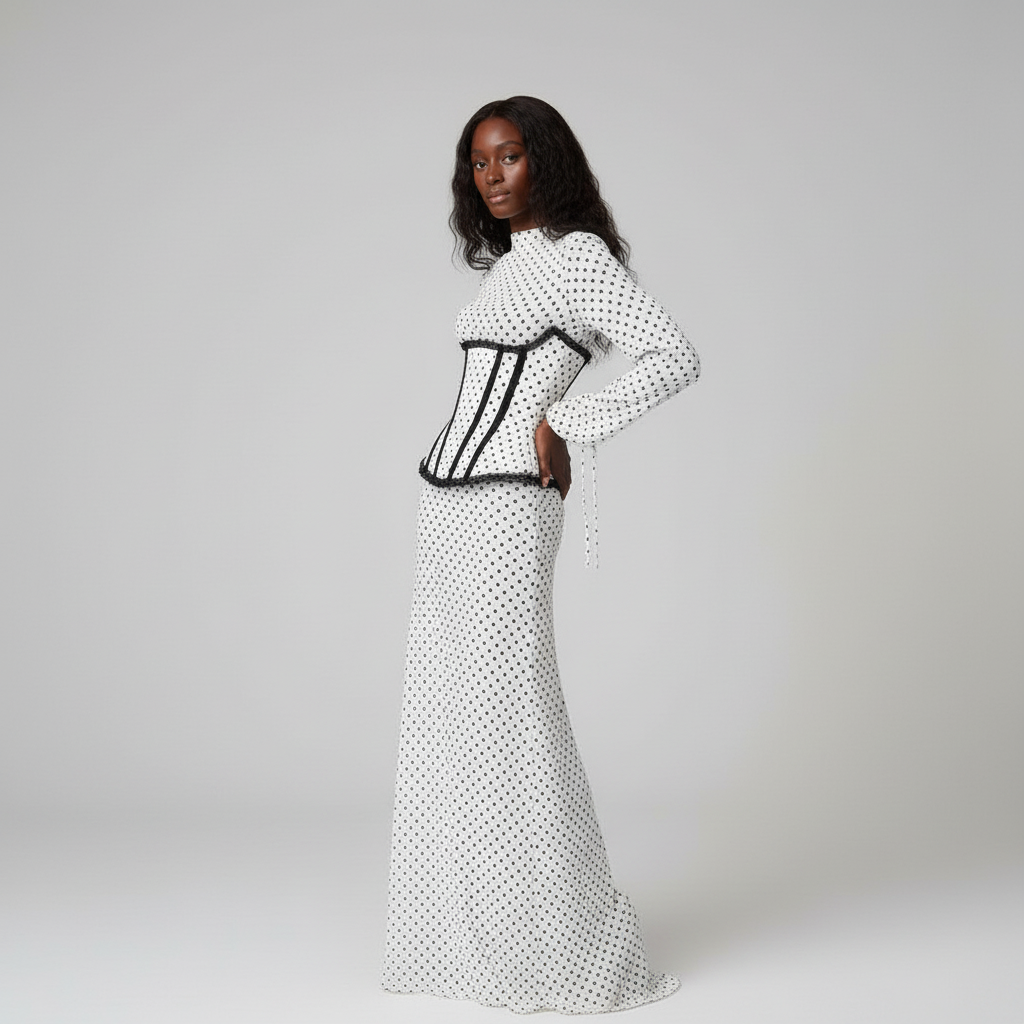 Tonia Polka Dot Gown & Corset - Image 2