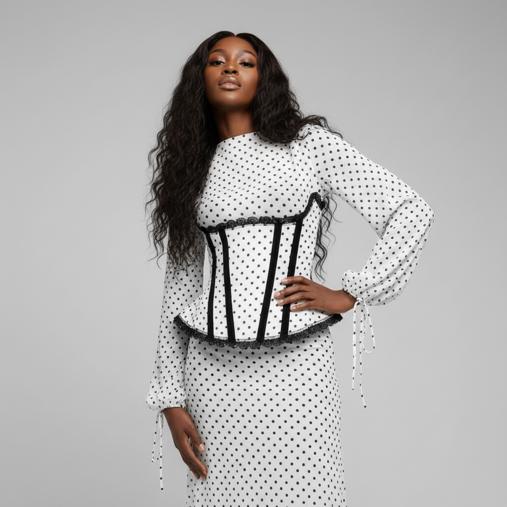 Tonia Polka Dot Gown & Corset - Image 3
