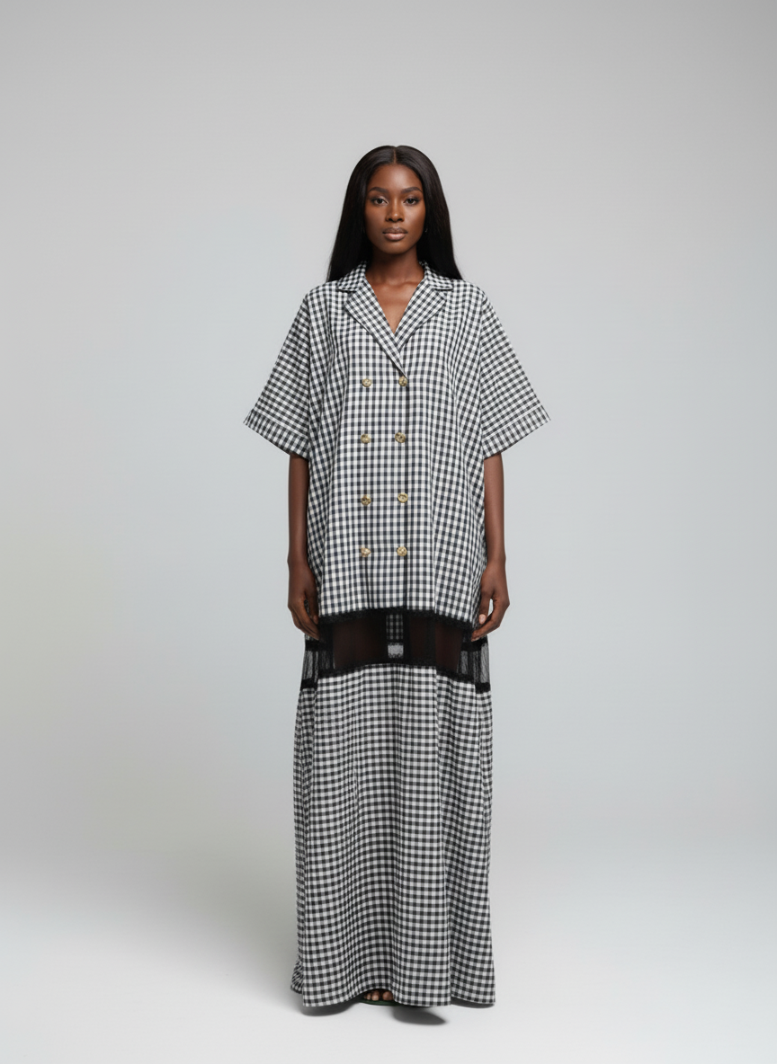 Zuri Boubou (Black and White Checkered) - Image 3