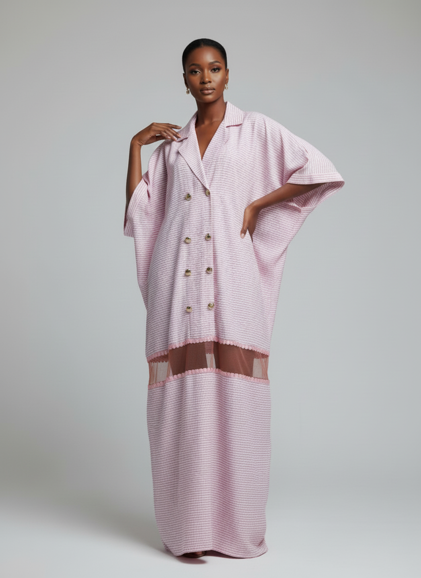 Zuri Boubou (Pink and White Checkered) - Image 2