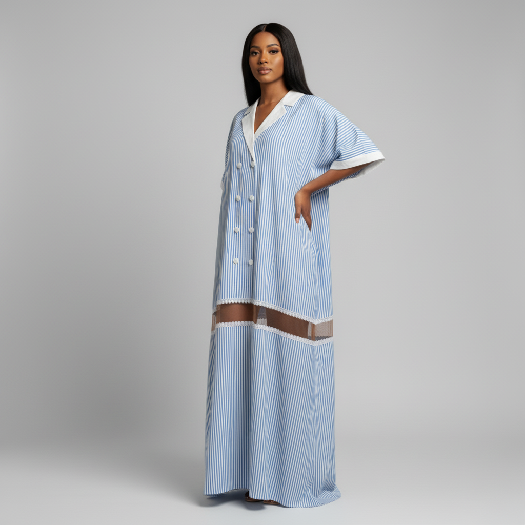 Zuri Boubou (Blue and White Striped) - Image 3