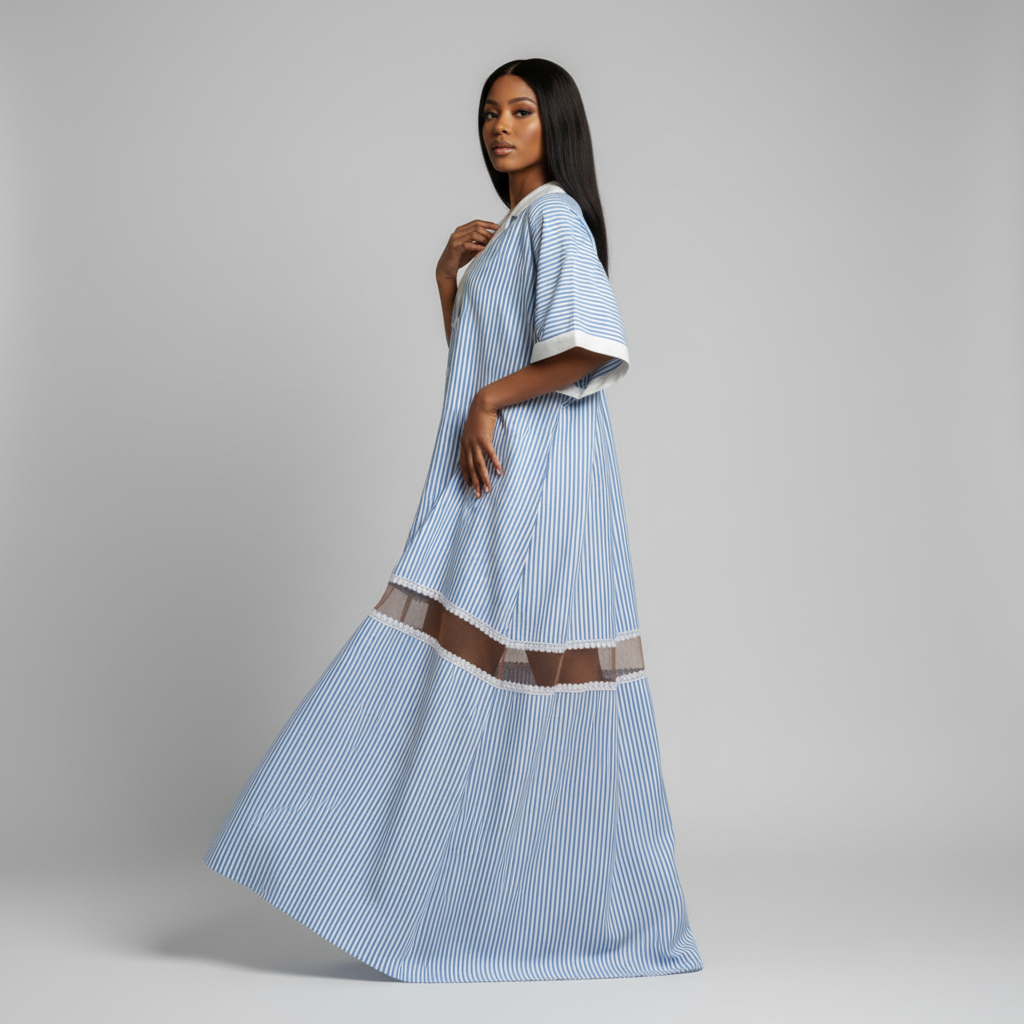 Zuri Boubou (Blue and White Striped) - Image 2