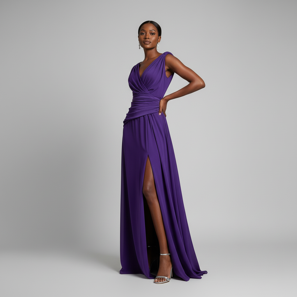Bella Chiffon Dress (Purple) - Image 2