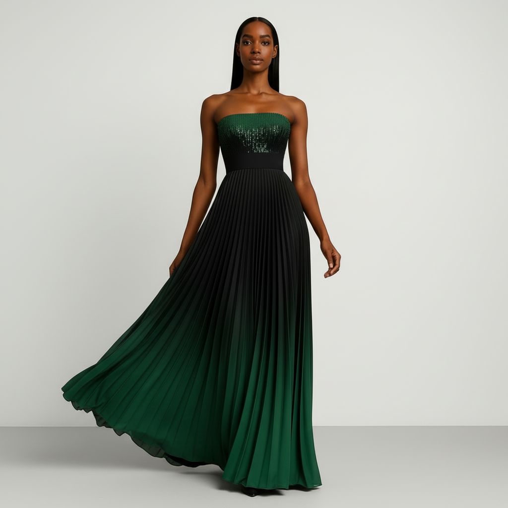 Wendy Evening Dress (Green Ombre) - Image 3