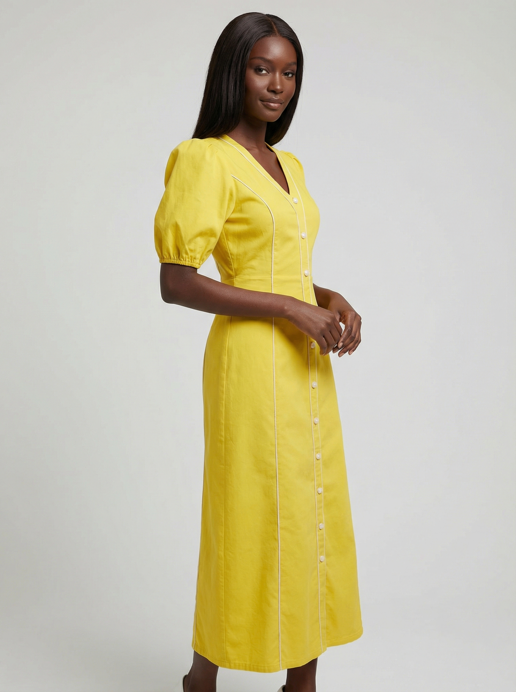 Yellow Button Down Dress - Image 2
