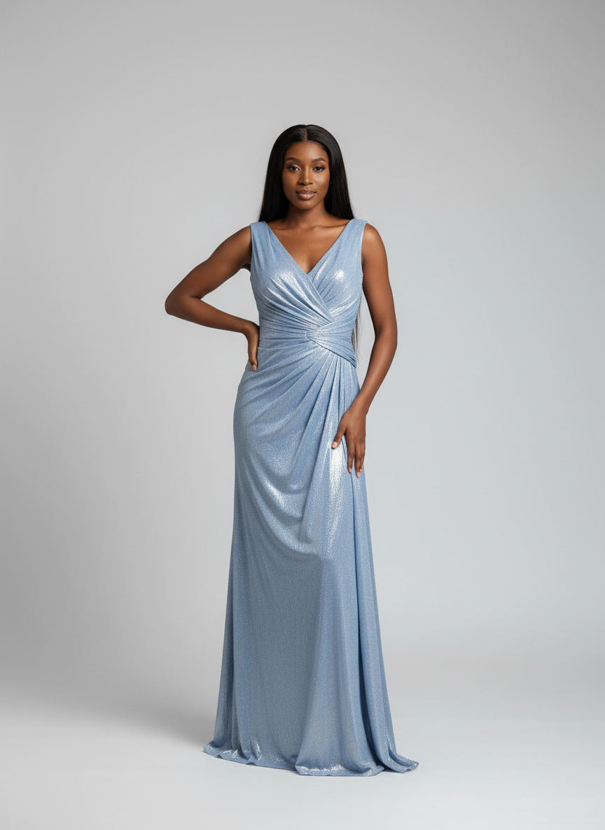 Zikora Evening Dress(Metallic Blue) - Image 2