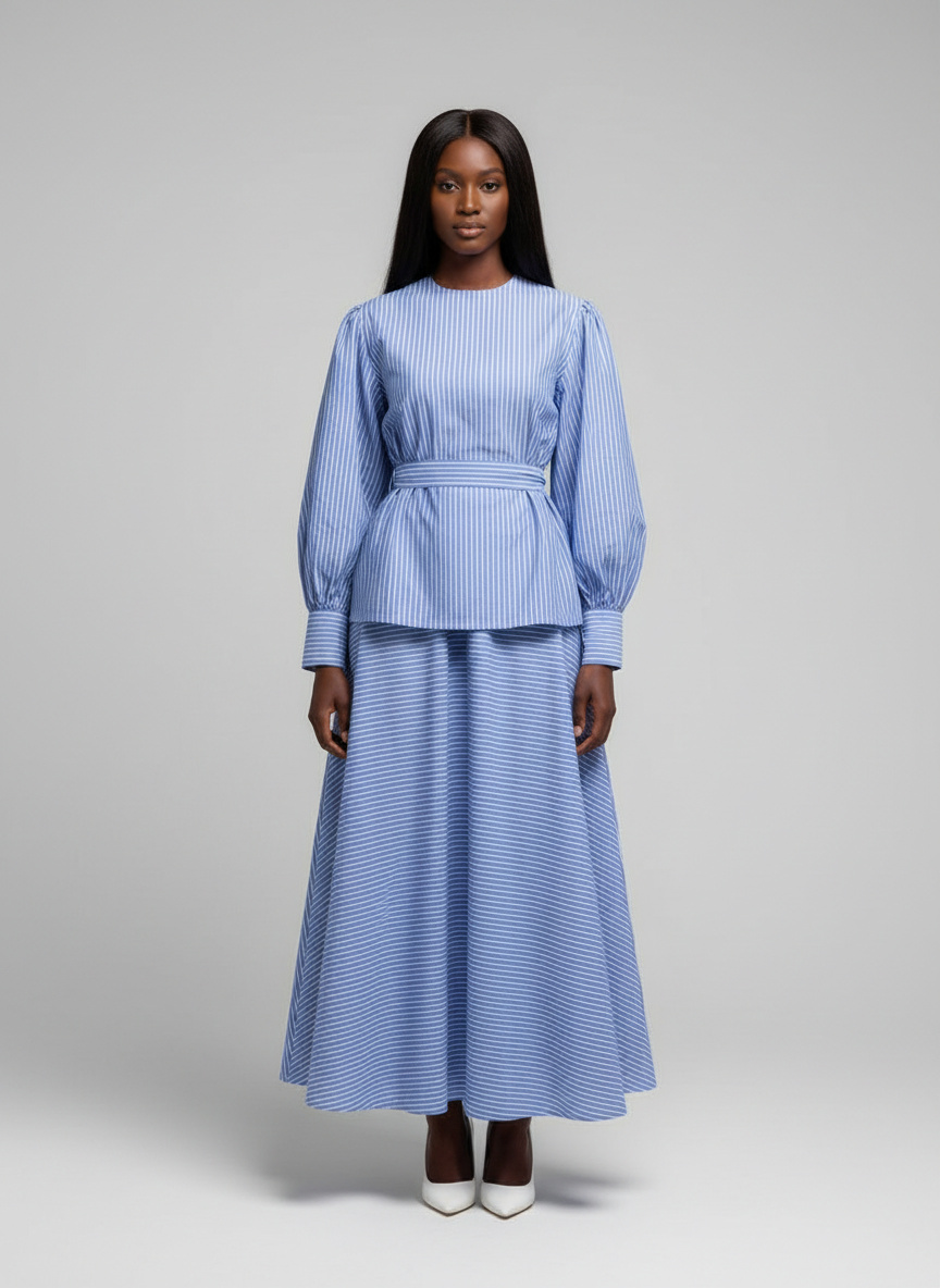 Alice Two-piece Set(Blue Stripe) - Image 2