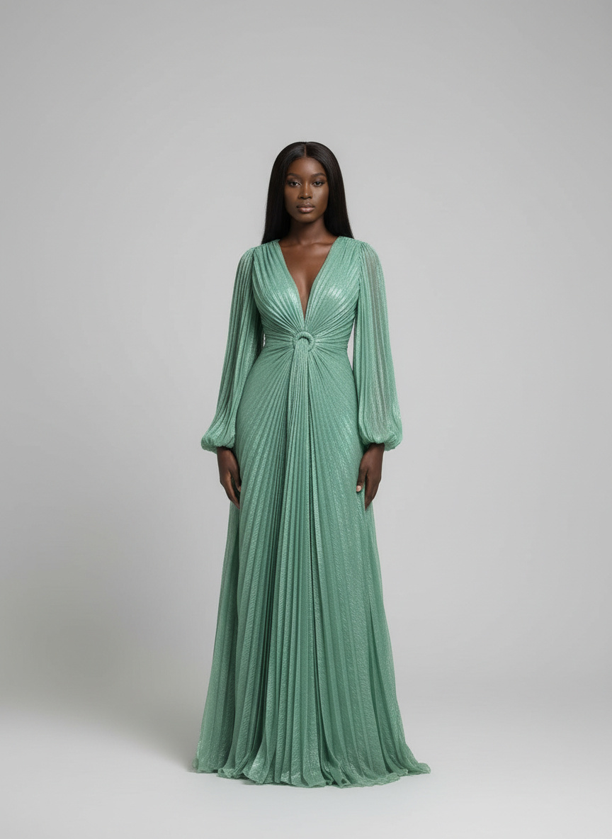 Nico Evening Dress(Green Metallic) - Image 2